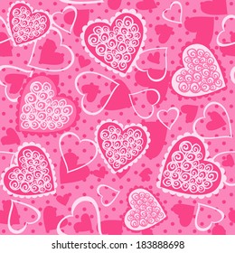 Pink hearts. Seamless vector illustration