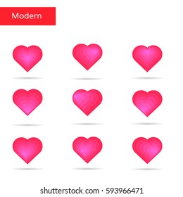 Pink hearts set. Bright hearts . 3d hearts. 