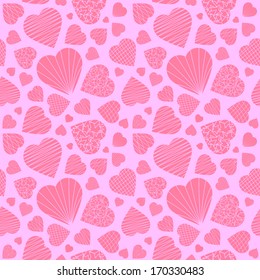 Pink hearts shaded. Seamless pattern for backgrounds, packaging, valentines day.