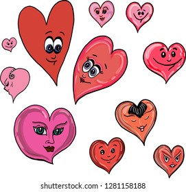 pink hearts with a smile