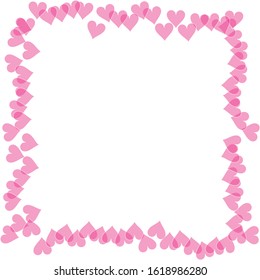 Pink hearts square vector frame