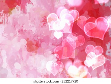 Pink hearts strokes background. Vector version