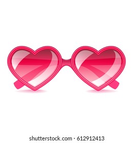 Pink hearts sunglasses isolated on white photo-realistic vector illustration