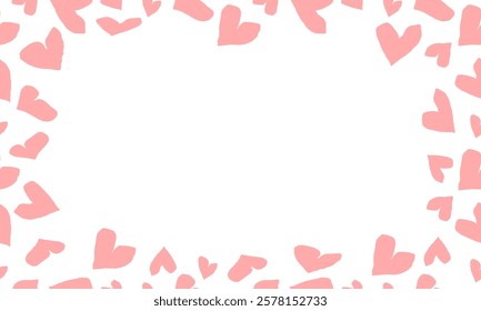 pink hearts template on border as picture frame illustration image