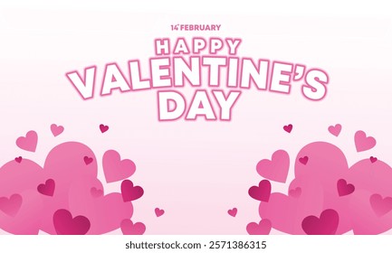 Pink hearts at the top and bottom of a Valentine's Day background with space for text.
