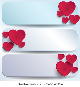 Pink Hearts Valentine's Day Banners - vector eps10