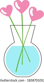 Pink hearts in a vase. Love