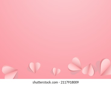 Pink Hearts Vector Pink  Backgound. Love Heart Texture. Burgundy Valentine Confetti Poster.