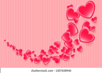 Pink hearts. Vector illustration EPS10 for Valentines, Wedding, Mother Day Greeting Card