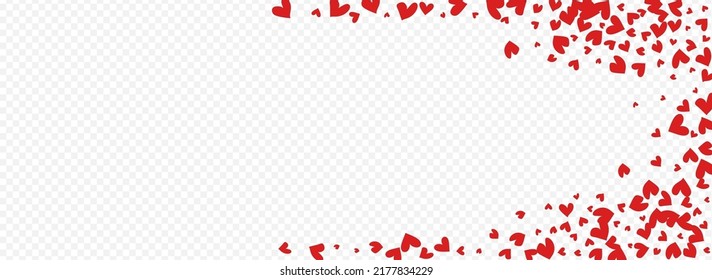 Pink Hearts Vector Panoramic Transparent Backgound. Paper Papercut Illustration. Burgundy Falling Heart Texture.