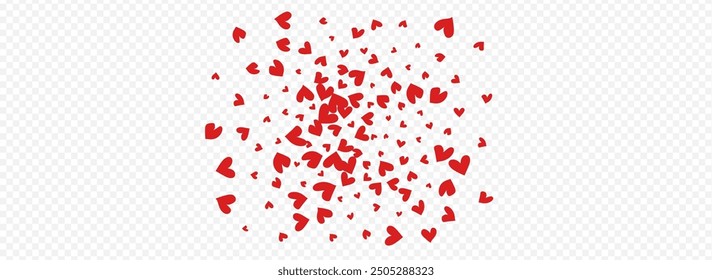 Pink Hearts Vector Panoramic Transparent Backgound. Fly Papercut Poster. Maroon Color Love Heart Illustration.