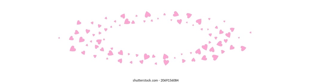 Pink Hearts Vector Panoramic White Backgound. Falling Heart Poster. Maroon Color Romantic Papercut Banner.