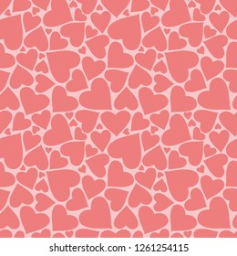 Pink hearts vector seamless pattern. Happy Valentine's Day. Perfect for wrapping paper or fabric.