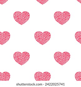 Pink hearts vector seamless pattern for St Valentines Day, February 14th. Love cute background, wallpaper, print, textile, fabric, wrapping paper, packaging design