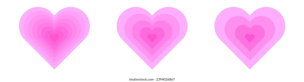 Pink hearts vector set. Cute hearts with halftone vector. Set of love symbols. Vector illustration. Heart shape logo.