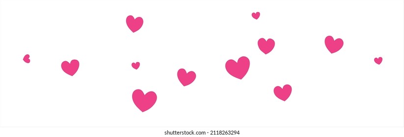 Pink hearts vector silhouette stencil love symbol border decoration banner design.Heart.Wedding.Card.Valentine's day decor.Family.Romantic icon sign.Passion.Cricut plotter laser cut.Vinyl wall sticker
