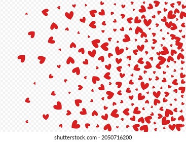 Pink Hearts Vector Transparent Backgound. Love Confetti Concept. Maroon Color Decoration Heart Pattern.