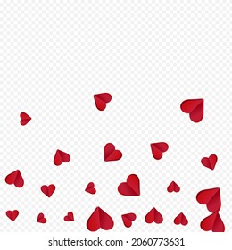Pink Hearts Vector Transparent Backgound. Wedding Heart Texture. Burgundy Fly Papercut Design.