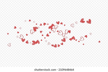 Pink Hearts Vector Transparent Backgound. 3d Papercut Pattern. Burgundy Decoration Heart Border.