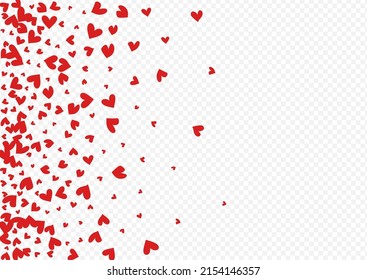 Pink Hearts Vector Transparent Backgound. Romantic Confetti Banner. Red Wedding Heart Wallpaper.