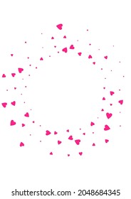 Pink Hearts Vector White Backgound. Decoration Confetti Texture. Burgundy Happy Papercut Wallpaper.