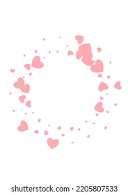Fondo blanco del vector del corazón rosado. Postales de corazón visual. El fondo de escritorio de color marrón ama al confetti.