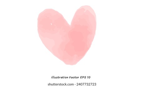 Pink Hearts watercolor hand drawn isolated on white background, illustration Vector EPS 10