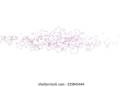 Pink hearts with white background. pink hearts on a white background