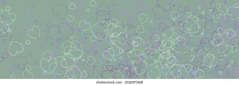 Pink Hearts White Bright Vivid Print. Neon Green Multicolor Pastel Mint Simple Romantic Pic. Purple Blue Confetti Love Olive Art Illustration. Bordo Violet Colorful Party Ornamental Fabrics.