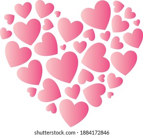 Pink hearts within heart shape composition. St Valentine's vector illustration.