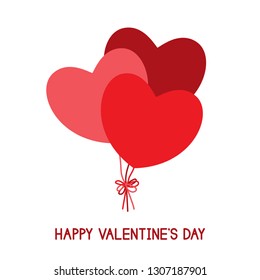 Pink hearts-balloons. Valentine's Day celebration. Vector illustration.