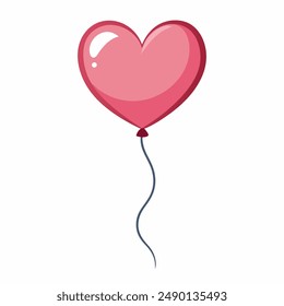 A pink heartshaped balloon floating with a string attached