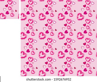 Pink heart-shaped flower background Seamless surface Seamless patterns can be used for wallpaper. Fill Pattern Background Web Page Textured Textile Wrapping Card Decoration Packaging Valentine