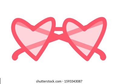 Pink Heart-shaped Glasses Icon Isolated On White Background. The Concept Of The Illusory Naive Perception. Vector Stock Illustration.