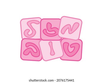 Pink Hebrew congrats, Hand written Hebrew Mazal tov greeting letters blocks. Translation: congratulations