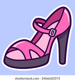 pink heel shoe cartoon digital sticker