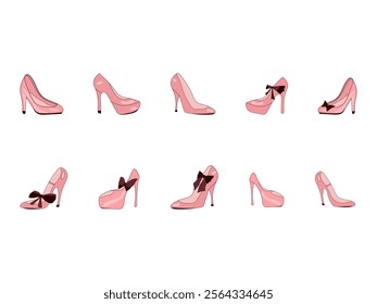 Pink Heels Illustration Element Set