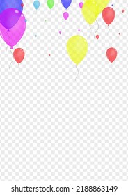 Pink Helium Background Transparent Vector. Surprise Love Background. Blue Celebrate. Multicolor Ballon. Confetti Shiny Set.
