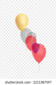 Pink Helium Background Transparent Vector. Ballon Symbol Design. Purple Sphere. Bright Confetti. Air Entertainment Background.