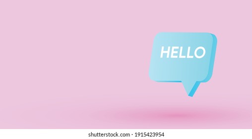 icono de burbuja de saludo rosa en 3d