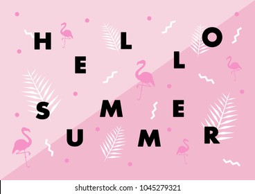 Pink Hello Summer flamingo card