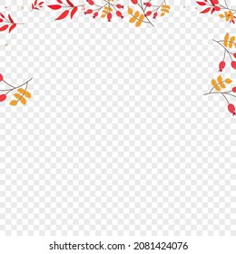 Pink Herb Background Transparent Vector. Foliage Object Set. Green Berries Seamless. Landscape Template. Leaves Forest.