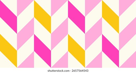 Patrón sin fisuras de espiga rosa en estilo de Vector dibujado a mano juguetón, fondo geométrico atrevido y femenino perfecto para el Fondo de pantalla del vivero, impresiones de tela o proyectos decorativos de los niños