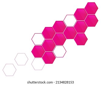 pink hexagon background isolated on white background.