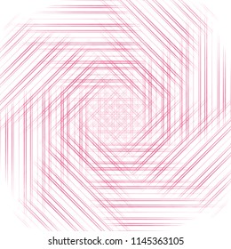 pink hexagon lines mesh circle pattern on white background, vector illustration