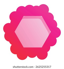 Pink hexagon is overlapping a pink flower shape creating a colorful background