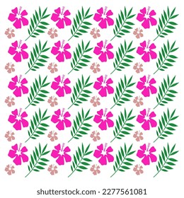 Pink Hibiscus with Exotic Leaves Pattern