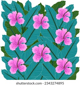 pink hibiscus flower and leaf background summer floral
illustration nature
art decorative ornament
plant green plant beautiful