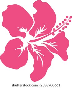 Pink Hibiscus Flower Silhouette Vector