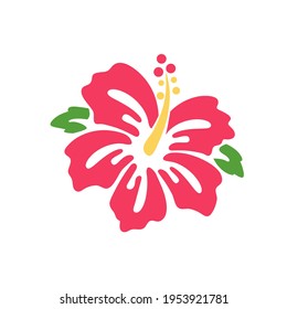 Pink hibiscus flower vector Isolated on white background